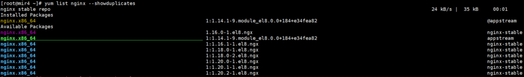 列出nginx的所有版本