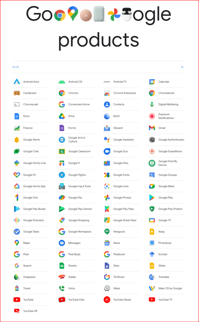 建立您的Google账户，Google products
