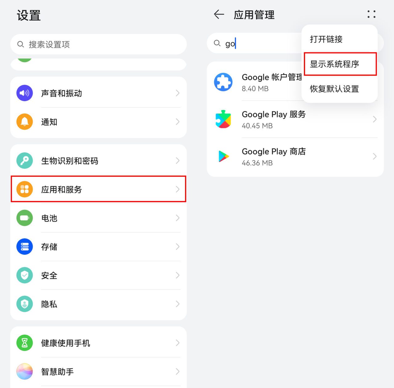 检查系统程序是否存在Google相关服务