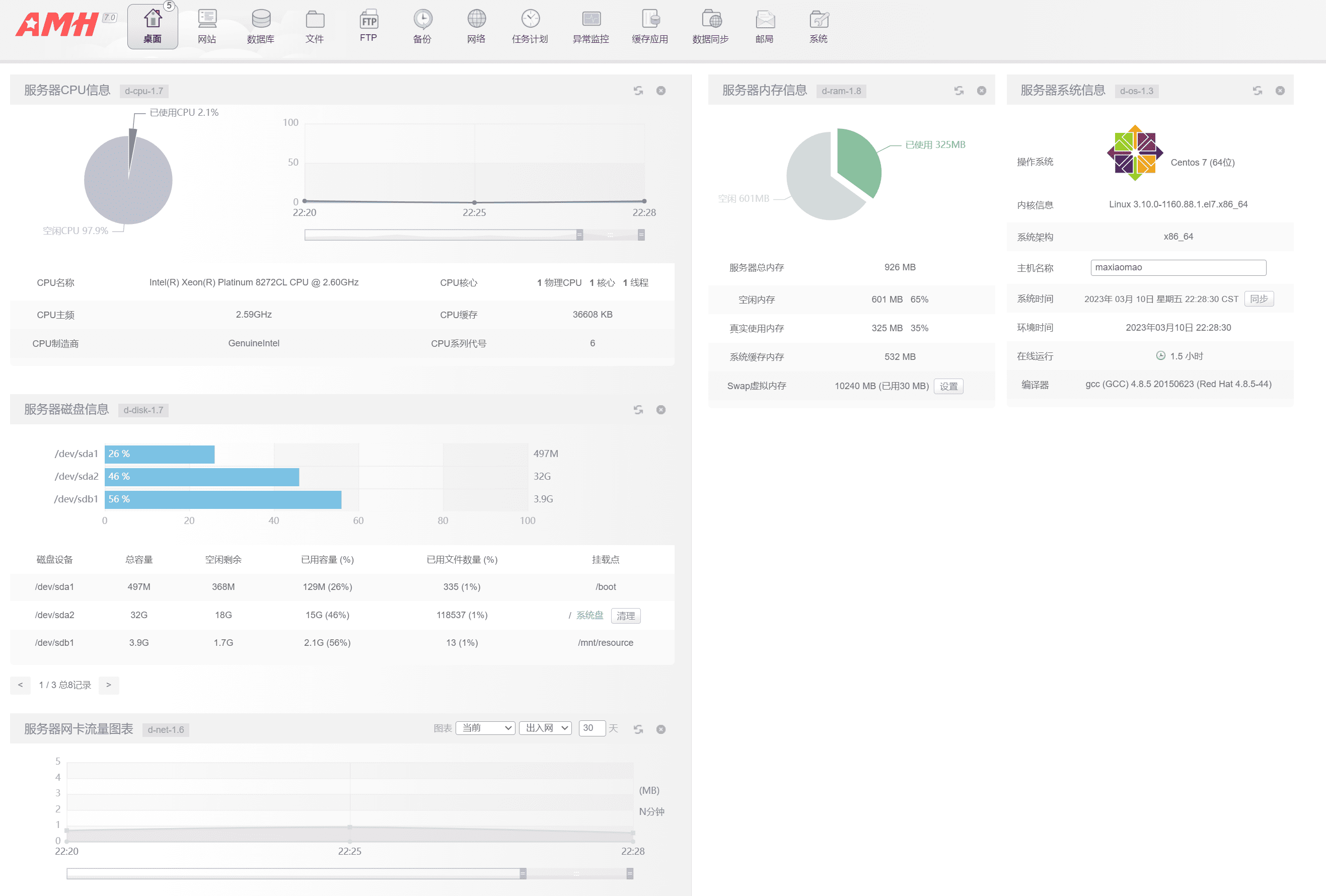AMH云主机Linux管理面板-国内首款开源的WebUI主机面板-1