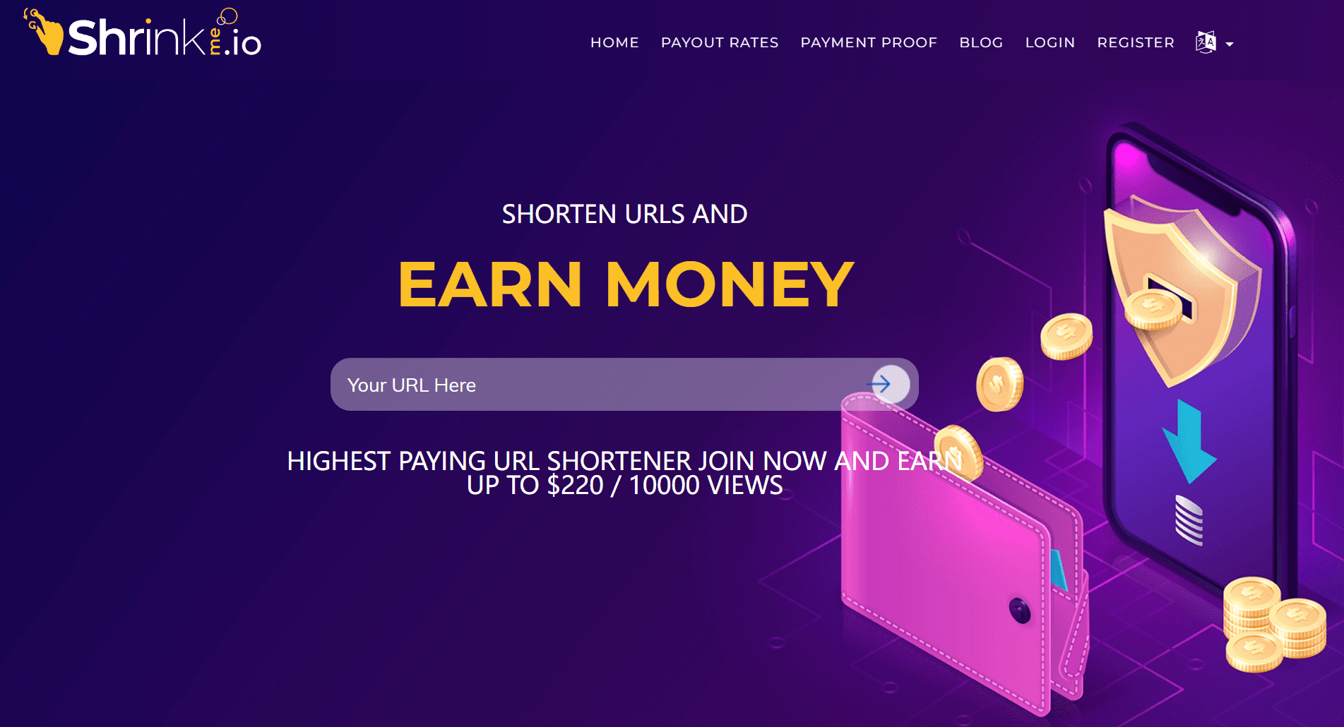 短网址赚钱 shrinkme.io 短链接万次点击最高 220 美元！-1