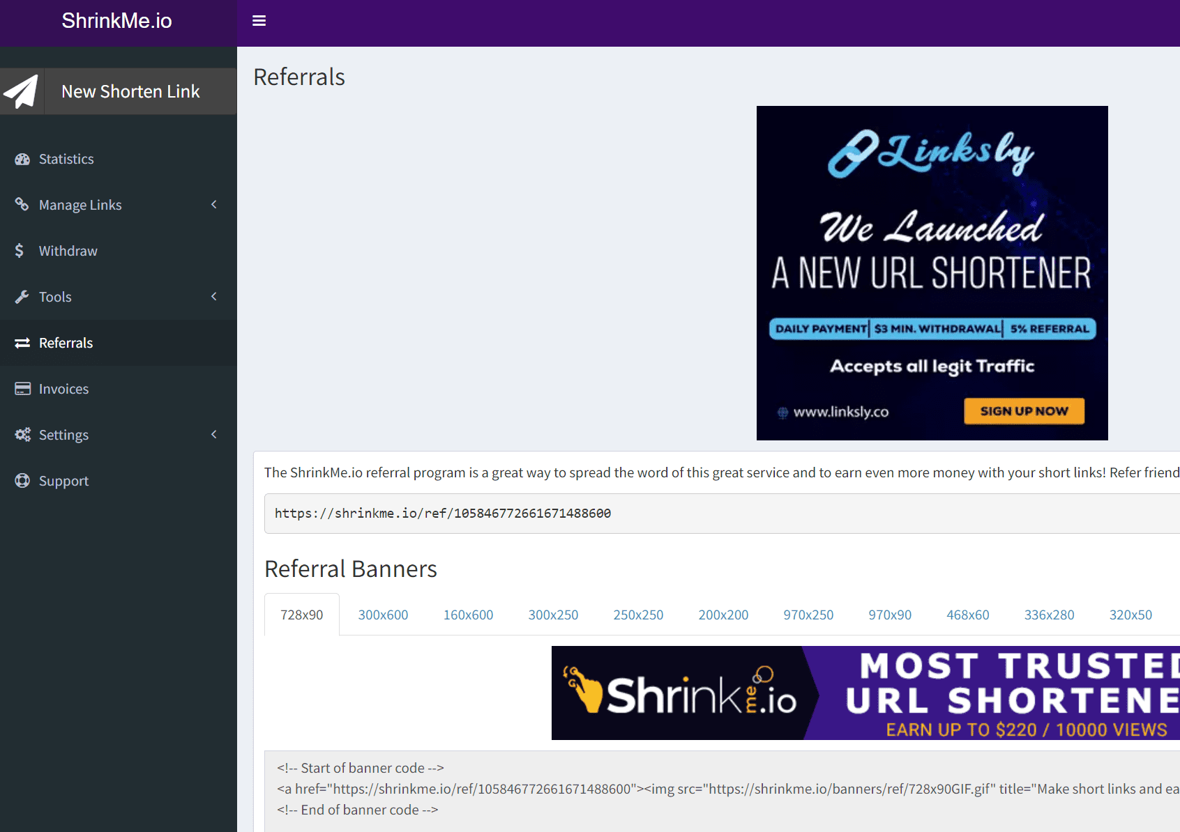 短网址赚钱 shrinkme.io 短链接万次点击最高 220 美元！-1