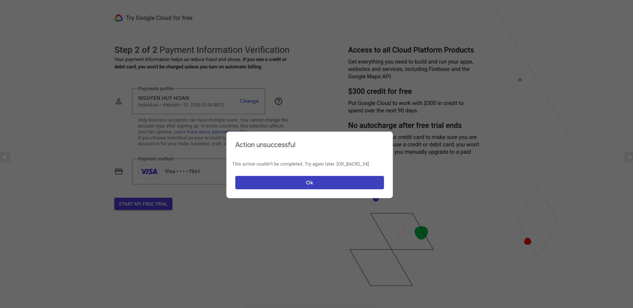 GCP 无法完成此操作。请稍后重试。[OR_BACR2_34]-1